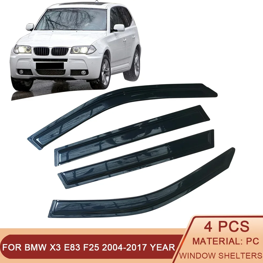 

For BMW X3 E83 F25 2004-2017 Auto Side Window Wind Deflectors Visors Black Rain Guard Door Visor Vent Shades Dark Ventvisor