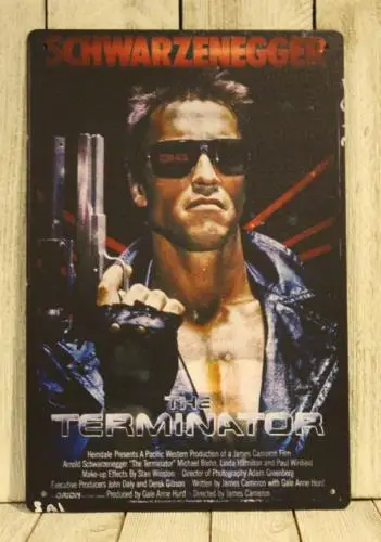 Terminator Blechschild im Vintage-Stil, Filmplakat, Werbung, Heimkino, Schwarzenegger-Aluminium
