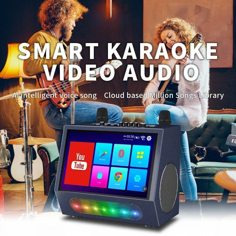 Portable TV Speaker Audio Display with System Microphone Lighting Karaoke 40-800W Wi-Fi Connection Portable Television Audio