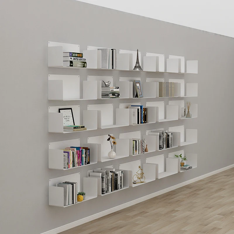 Wrought iron wall shelf bookshelf wall rack creative metal baffle rack storage rack bedroom living room balcony baffle
