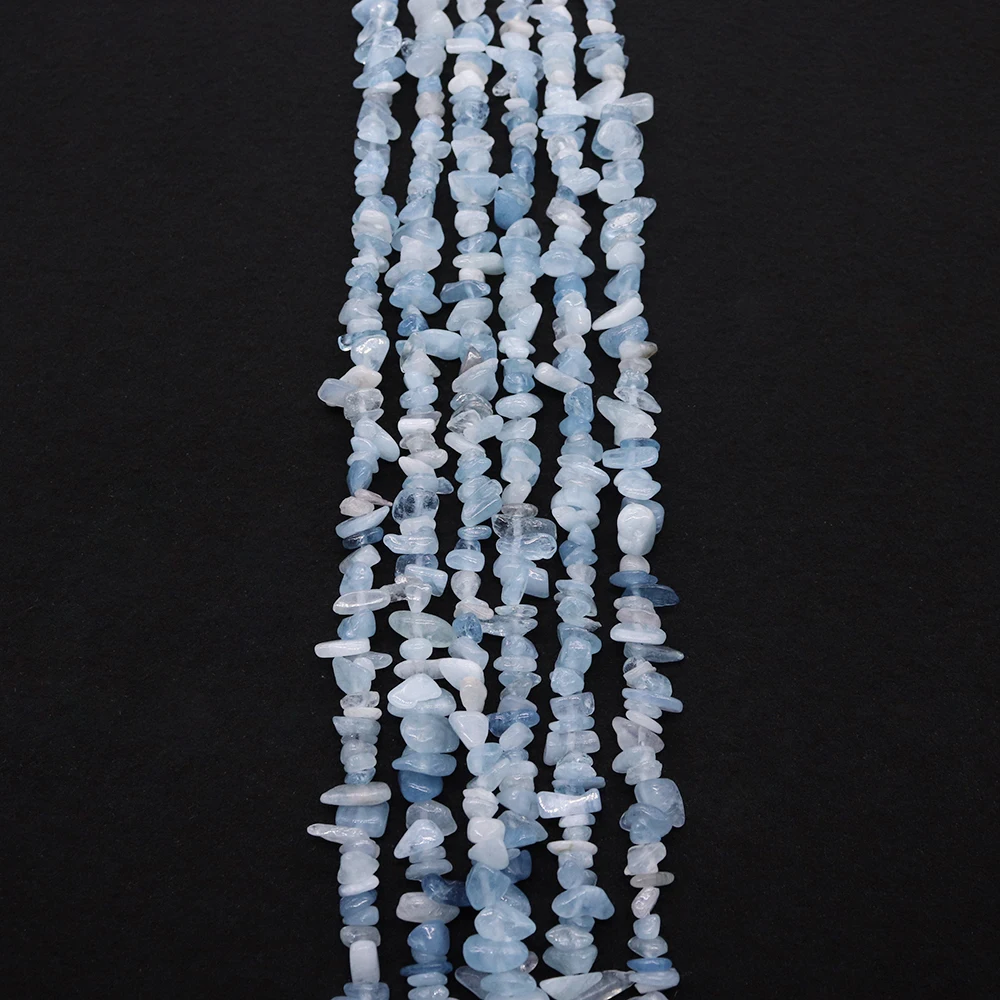 

Natural Aquamarine Chip Gravel Beads Irregular Semi-precious Stone Loose Bead DIY Unique Necklace Bracelet Accessory 1 Strand