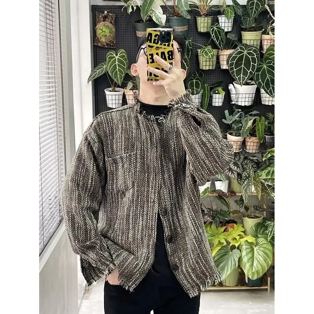 

Свободная мужская куртка Jaet 2024, весенне-осенняя Sli Harajuku Hong Kong Sle, модная верхняя одежда, длинное молодежное пальто-стойка