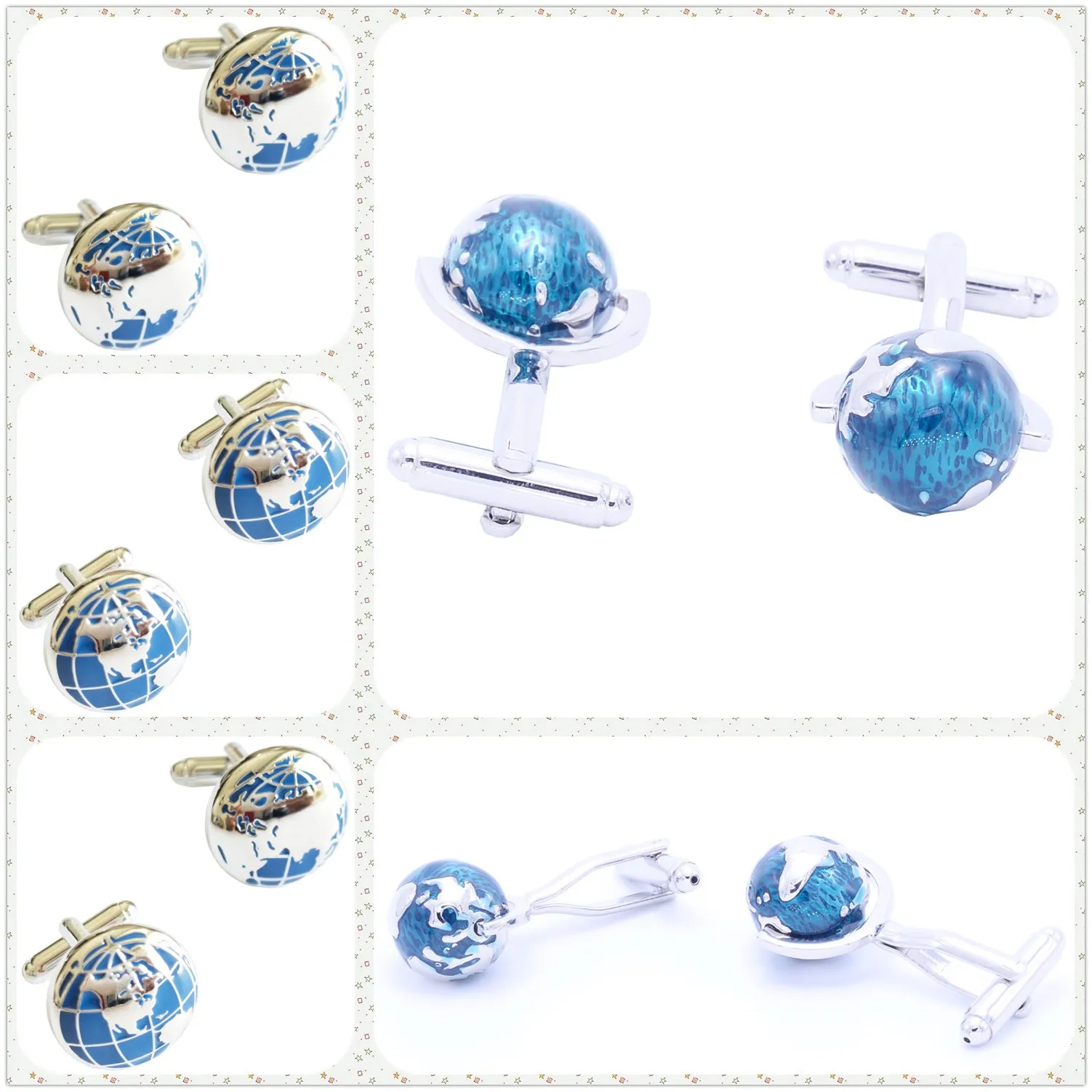 4 Styles TZG Trendy Cufflink Mens Cuff Link Map Globe 1 Pair Shipping Factory