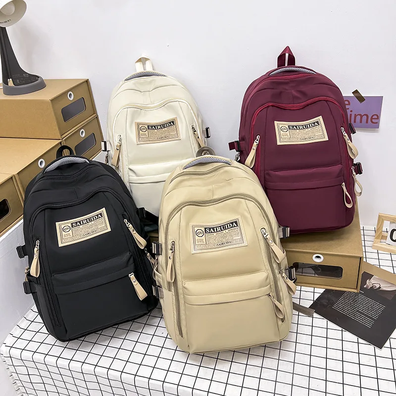 Secondary School Students Schoolbag Korean Fashion Casual Nylon Waterproof Large-capacity Travel Backpack Girls School Backpack