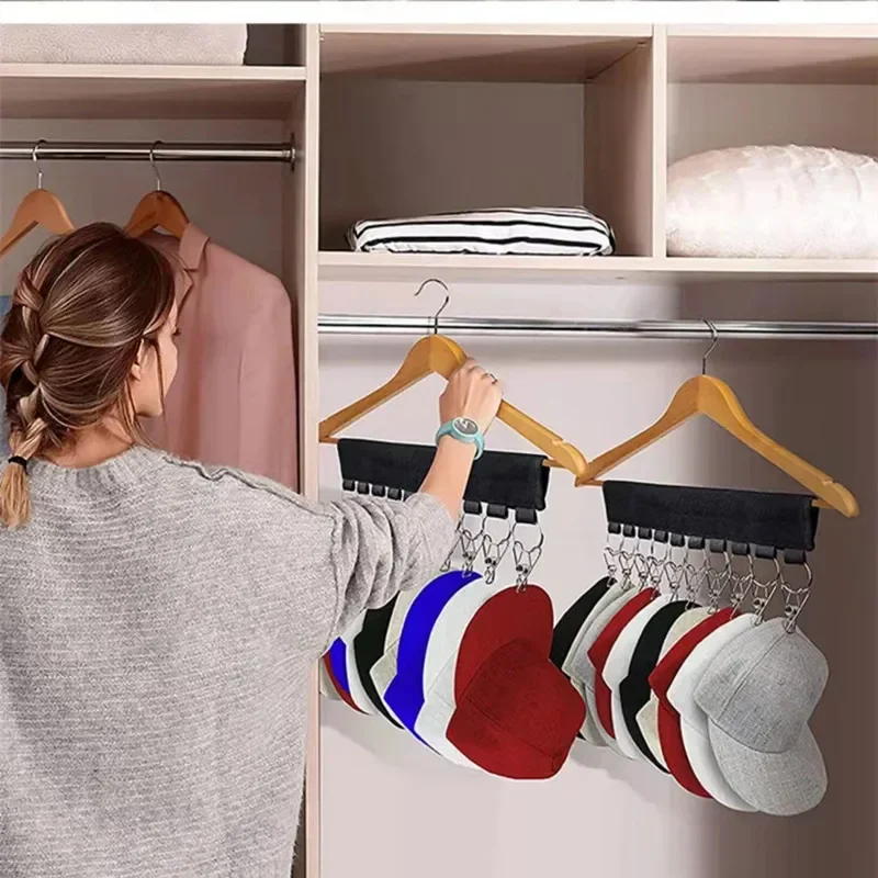Foldable Baseball Hat Rack Towel Hanger Clip Rustproof Wardrobe Closet Baseball Hat Clothes Organizer Hanging Holder