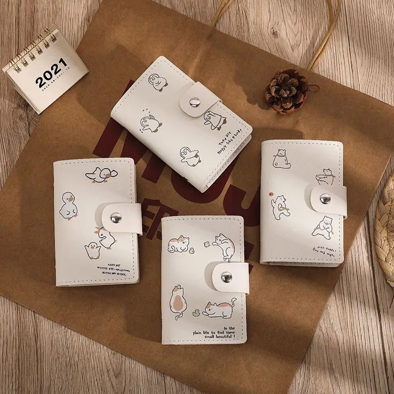 Tarjetero con múltiples bolsillos y diseño de pato bonito para mujer, monedero pequeño para crédito