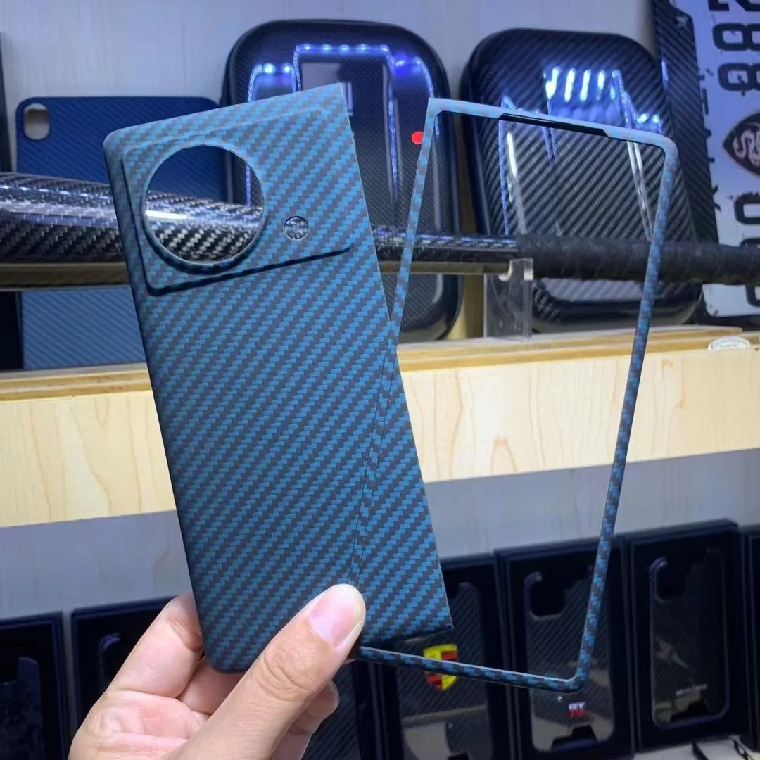 Imagem -03 - Real Carbon Fiber Phone Case para Vivo x Fold Plus Fibra de Aramida Ultra-fino à Prova de Queda Escudo Protetor