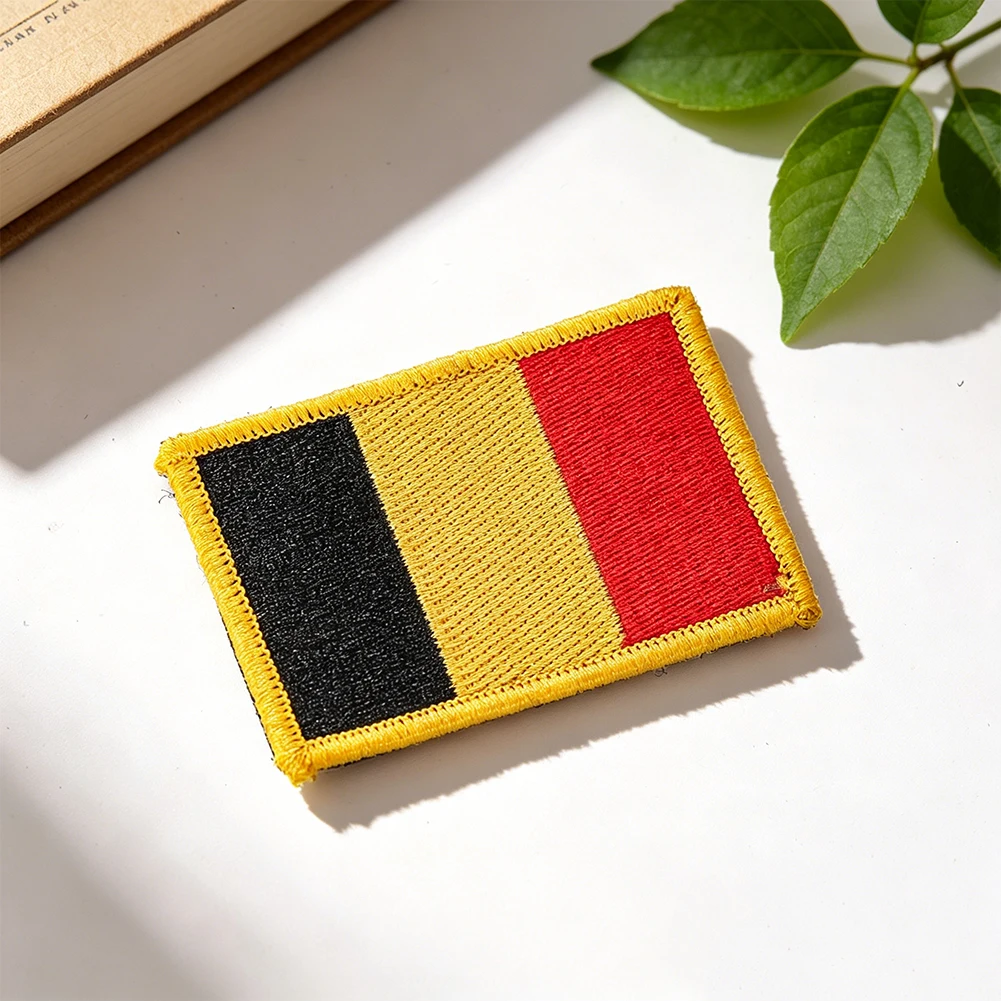 Gestickter Aufnäher mit belgischer Flagge, militärisches taktisches Klett-Abzeichen für Fans, Rucksack, Hut, Kleidung, DIY-Dekorationszubehör – Detail 3