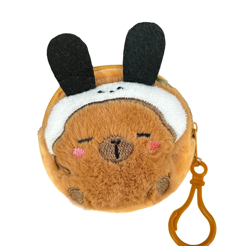 Kapybara dos desenhos animados moeda bolsa de alta qualidade pequeno presente chaveiro charme pelúcia fone de ouvido saco charme