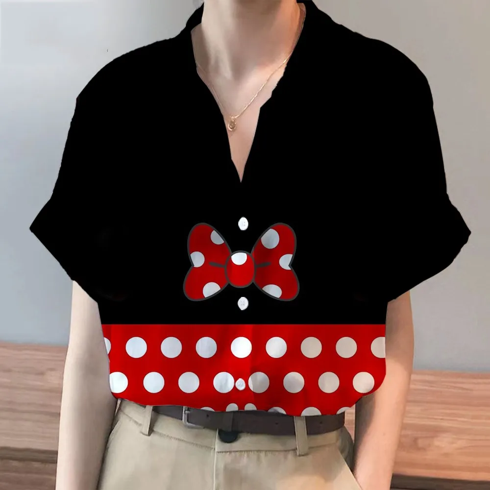 New Streetwear Mickey Minnie Anime Summer Disney Brand Harajuku Short Sleeve Shirts Fashion Casual Ladies Kawaii Tops Y2K
