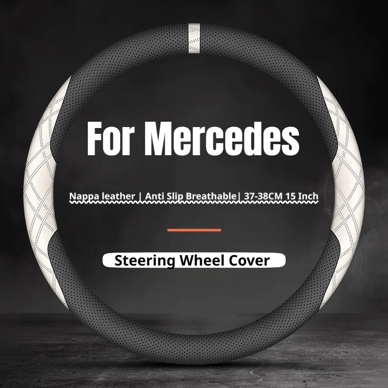 2026 Two‑Tone Color Car Steering Wheel Cover Leather For Mercedes‑Benz W206 W214 W223 X254 V167 X167 W463 V295 Car Accessories
