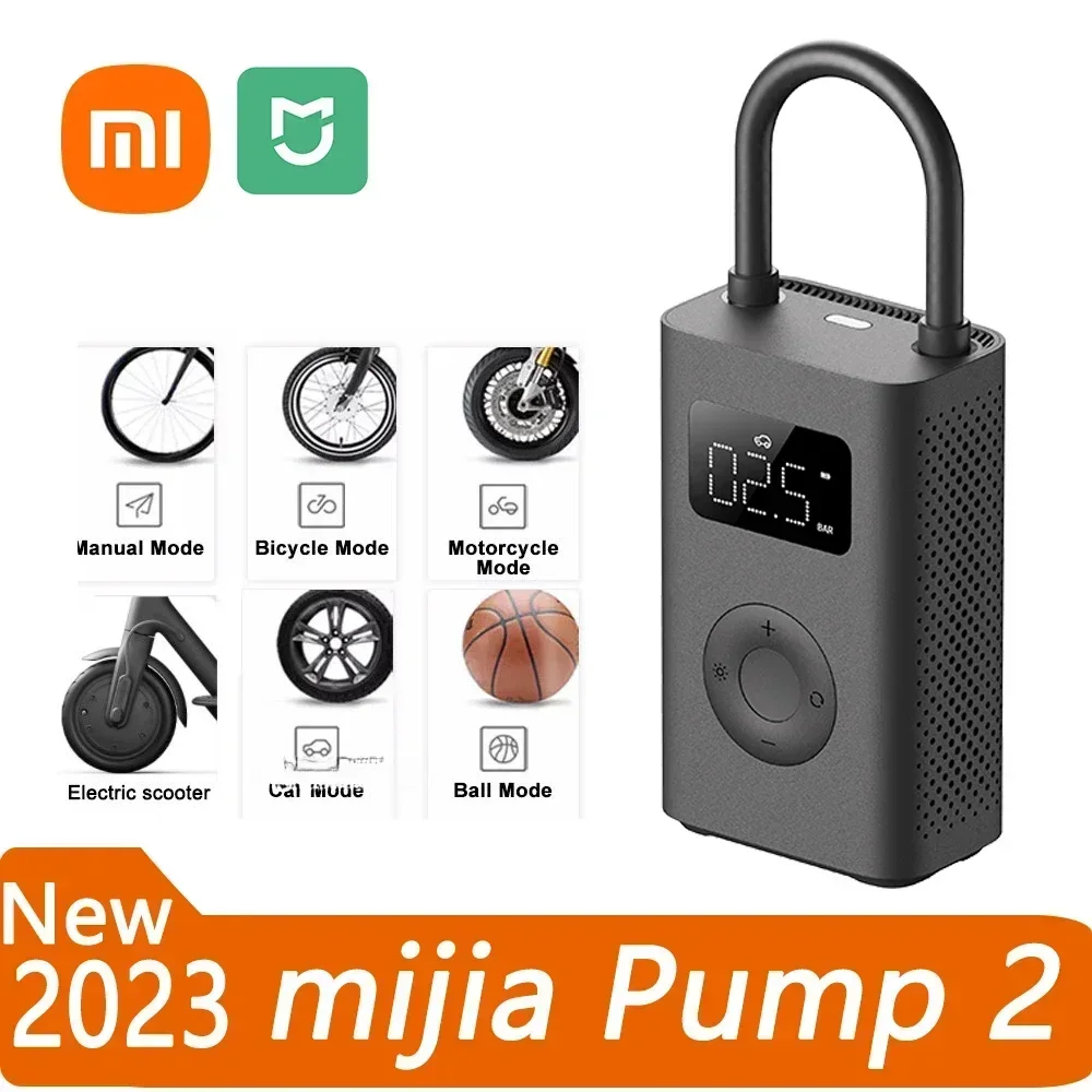 Xiaomi Mini Portable Air Pump 2 Mijia Electric Air Compressor Treasure 150PSI Type-C LED Multitool Inflator For Automotive Car