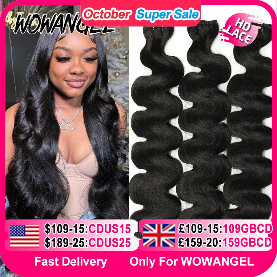 Wow Angel 28 30 inch Body Wave Human Hair Bundles 1/3/4 pieces 10A Brazilian Remy Hair Extensions Single Bundle Virgin Hair