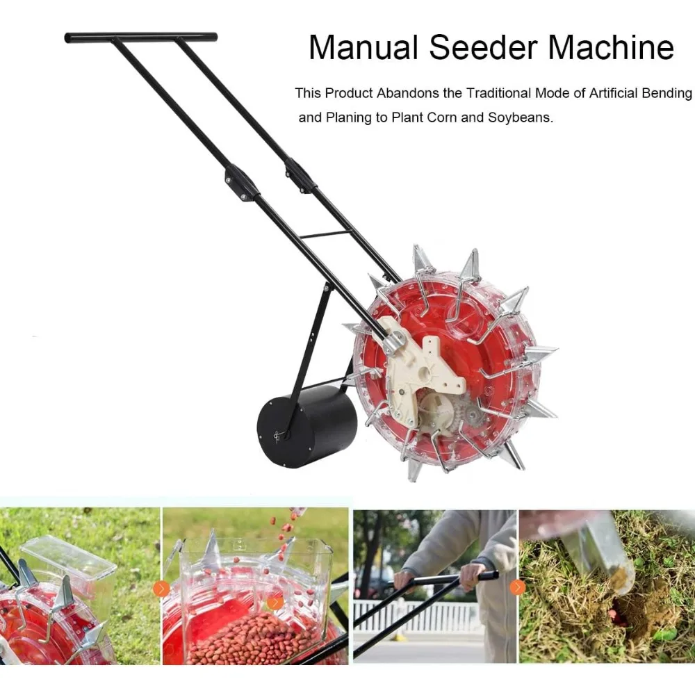 Manual Seeder Hand-Push Garden Seeder Roller Seeding and Fertilizer Applicator, Row Planter Corn Planter Seeder for Soy Peanut