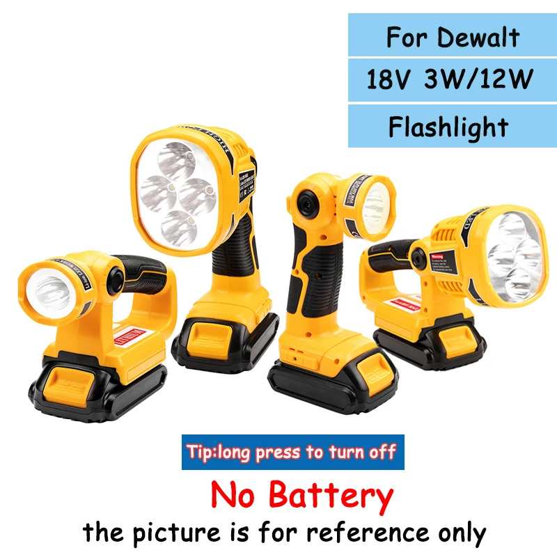 3W/12W Work Light LED Lamp for Dewalt 18V Lithium Battery With USB Port Outdoor Flashlight Emergency Light Flash Spotlight