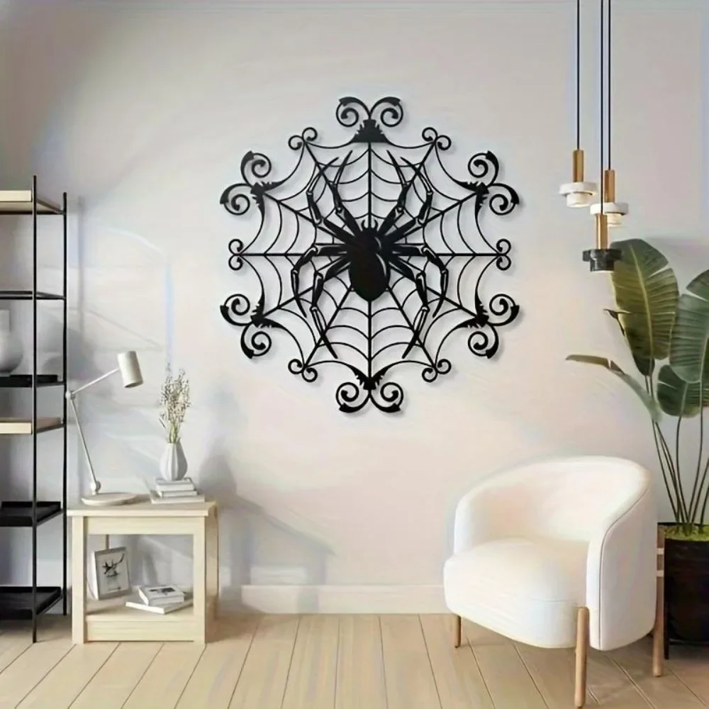 CIFBUY Gothic Metal Wall Art Spider Web Decor Vintage Iron Hanging Ornament for Living Room Bedroom Home Interior Wall Decoratio - view 3