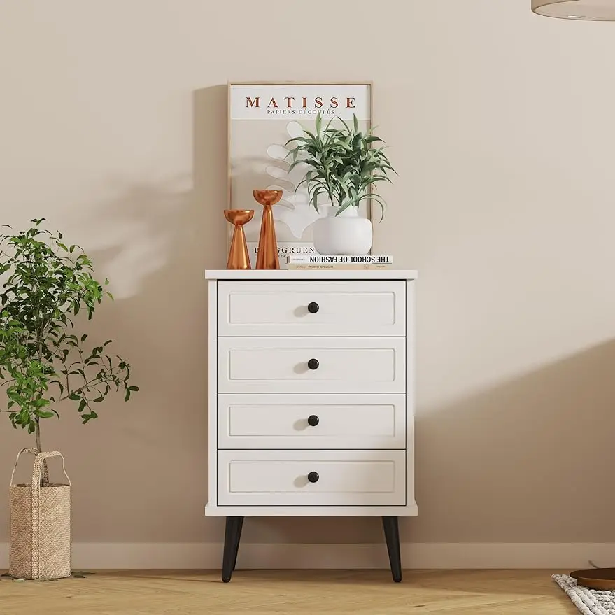 

Home Dresser with 4 Drawers, Wood Storage Chest of Drawers with Anti-Toppling Device for Bedroom, Living Room and Closet