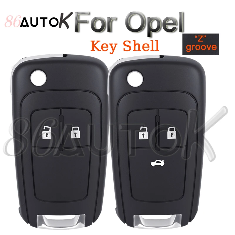 86AUTOK - 2/3 Buttons Folding Flip Remote Key Case For Opel Zafira Corsa Astra Vectra Omega with HU100 Uncut Blade Car Key Case