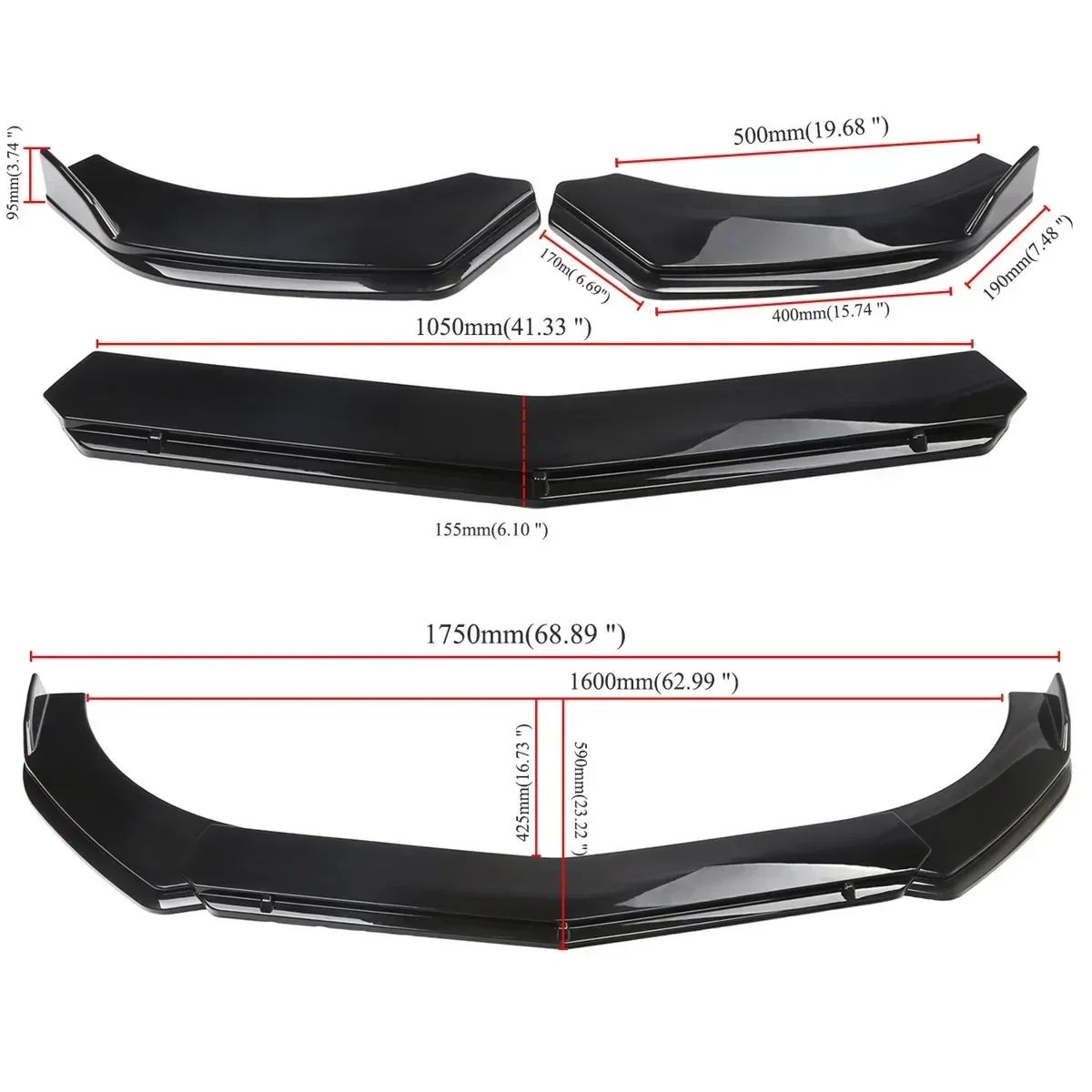 3x Adjustable Universal Car Front Bumper Lip Spoiler Diffuser For Benz W211 W212 W117 W176 W205 W204 W203 For Jetta MK5 Body Kit view 2