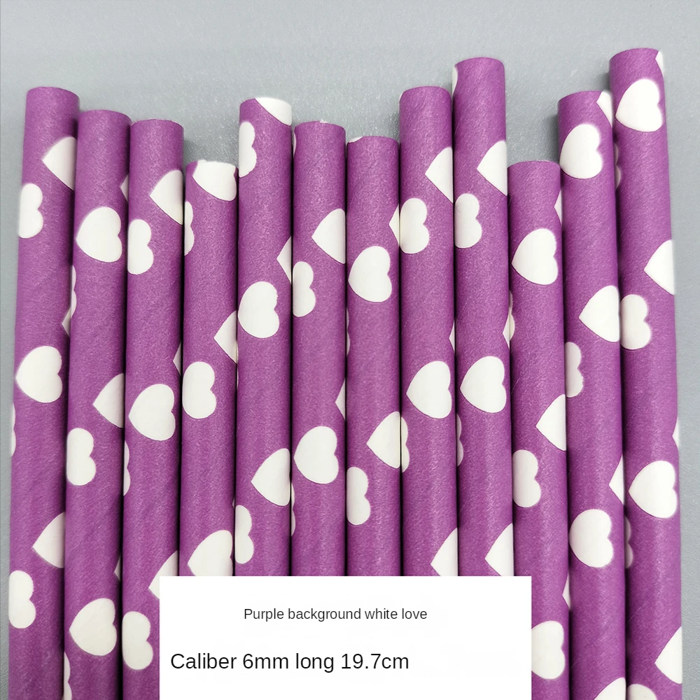 25Pcs Purple and Light Purple Stripe Dot Paper Straws for Birthday Wedding Decorative Party Event Drinking Straws Supplies