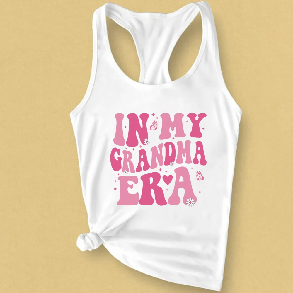 

In My Grandma Era Women Tank Top Grandma Gifts for Pregnancy Announcement Tops Cool Grandmother Shirts Mother's Day Tanks