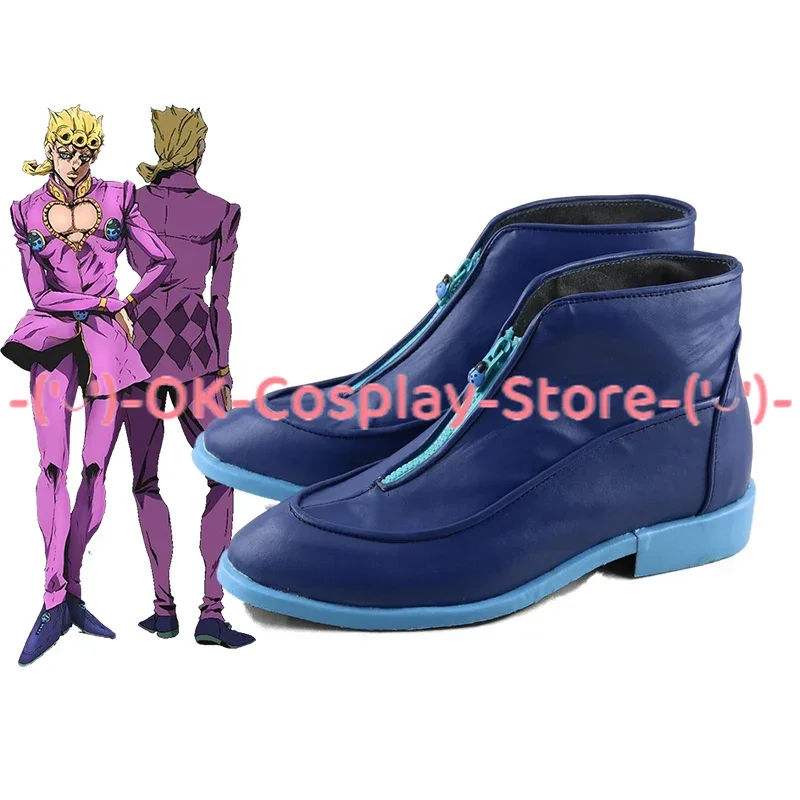 Anime JoJo's Bizarre Adventure Giorno Giovanna Cosplay Shoes PU Leather Shoes Cosplay Prop Halloween Boot Custom Made