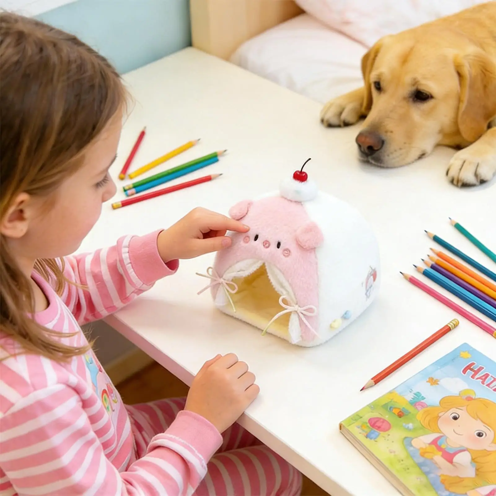 

Doll Beds Playset Miniature Furniture Doll Tent Bed For Living Room Home Imaginative Play Stuffed Animals Indoor Desktop Display