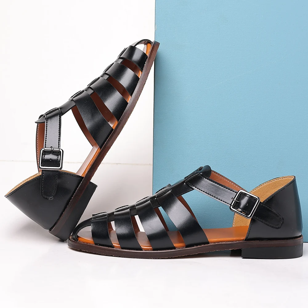 

Мужские летние повседневные сандалии больших размеров, модная и модная римская обувь, дышащая и прочная.