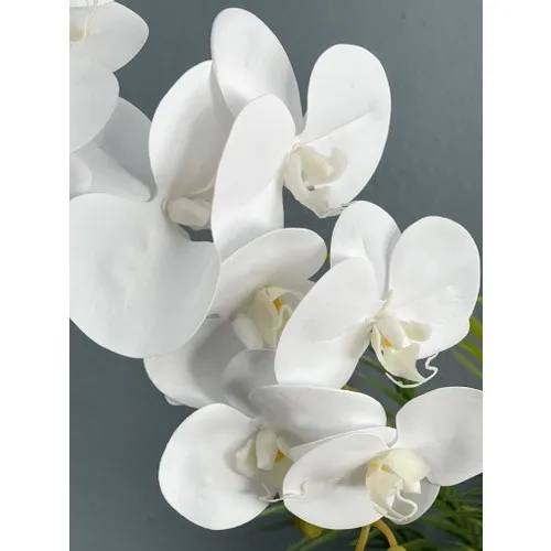 Nettenevime Artificial Flower White Wet Orchid Ceramic Pots Single Branch Orchid 60CM