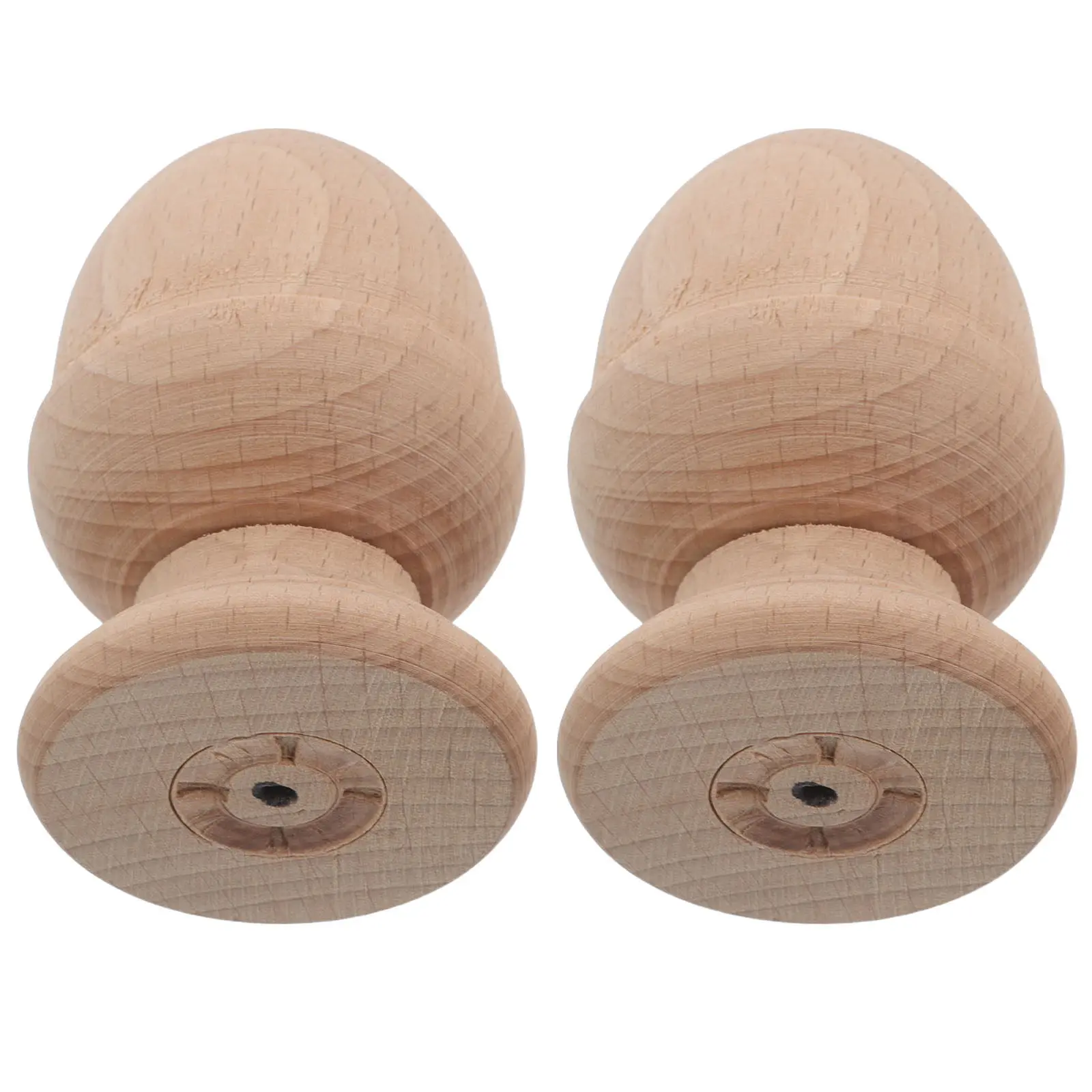 2Pcs European Style Carved Wood Finial Toppers Unfinished Natural Grain for Bed Post Curtain Rod Staircase Post Cap Decorative