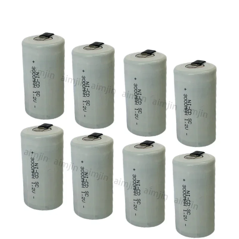

SC 1.2V 3000mAh Rechargeable Battery Sc Sub C Ni-cd Cell Batteries with Welding Tabs for Electric Drill Screwdriver