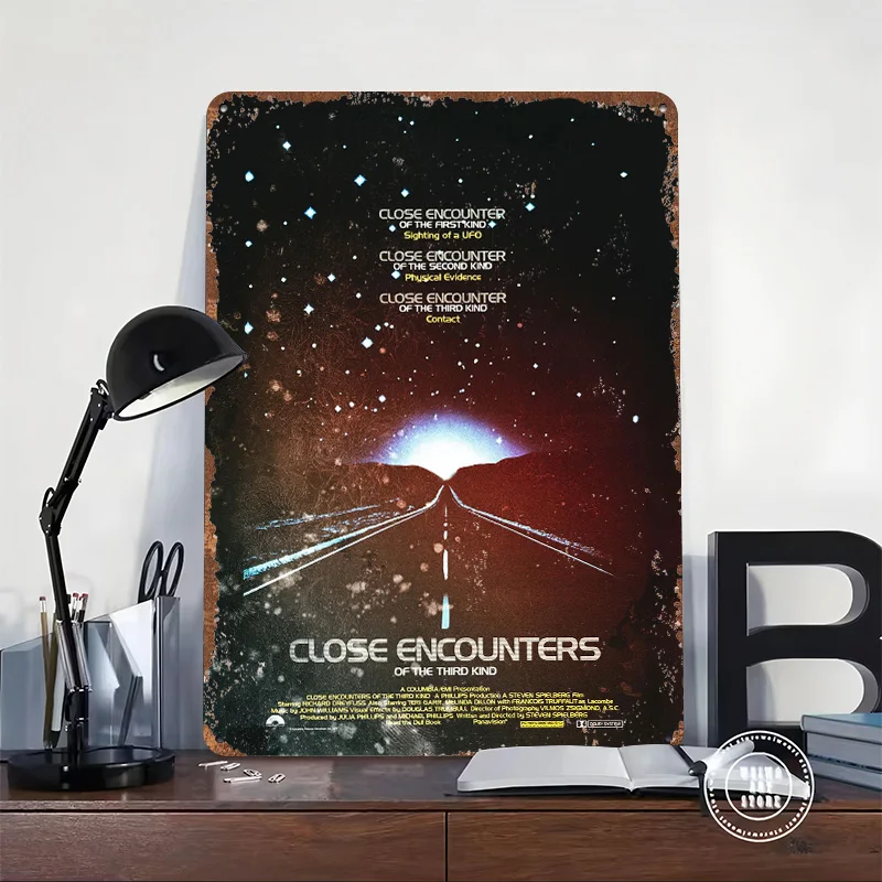 Close Encounter Movie Metal Poster Customized Wall Art Retro Vintage Metal Signs for Man Cave Room Decorating Interior Wand Deko