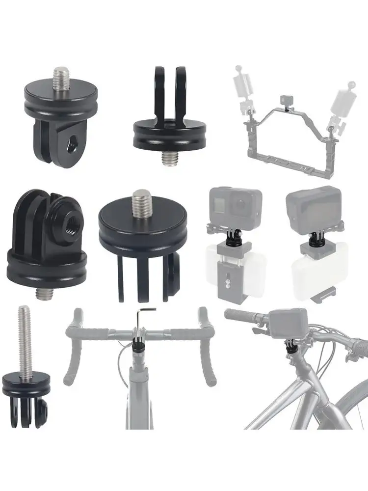 Adaptateur de trépied en aluminium rotatif à 360 degrés, vis 1/4 M5 M6, Mini monopode, Conversion de Base de montage de vélo pour cardan de caméra GoPro DJI