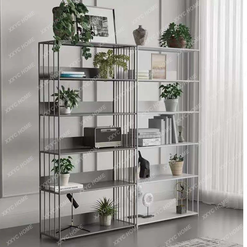 Storage bookshelf shelf floor-to-ceiling living room simple bookcase modern simple office multi-layer wrought iron locker