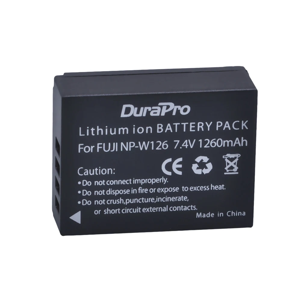 Akumulator DuraPro NP-W126 NP-W126S W126S + nowa podwójna ładowarka LED do Fuji X-Pro1, HS30EXR HS33EXR X-T20 X100F X-H1 XH1 X-A5 X-A20