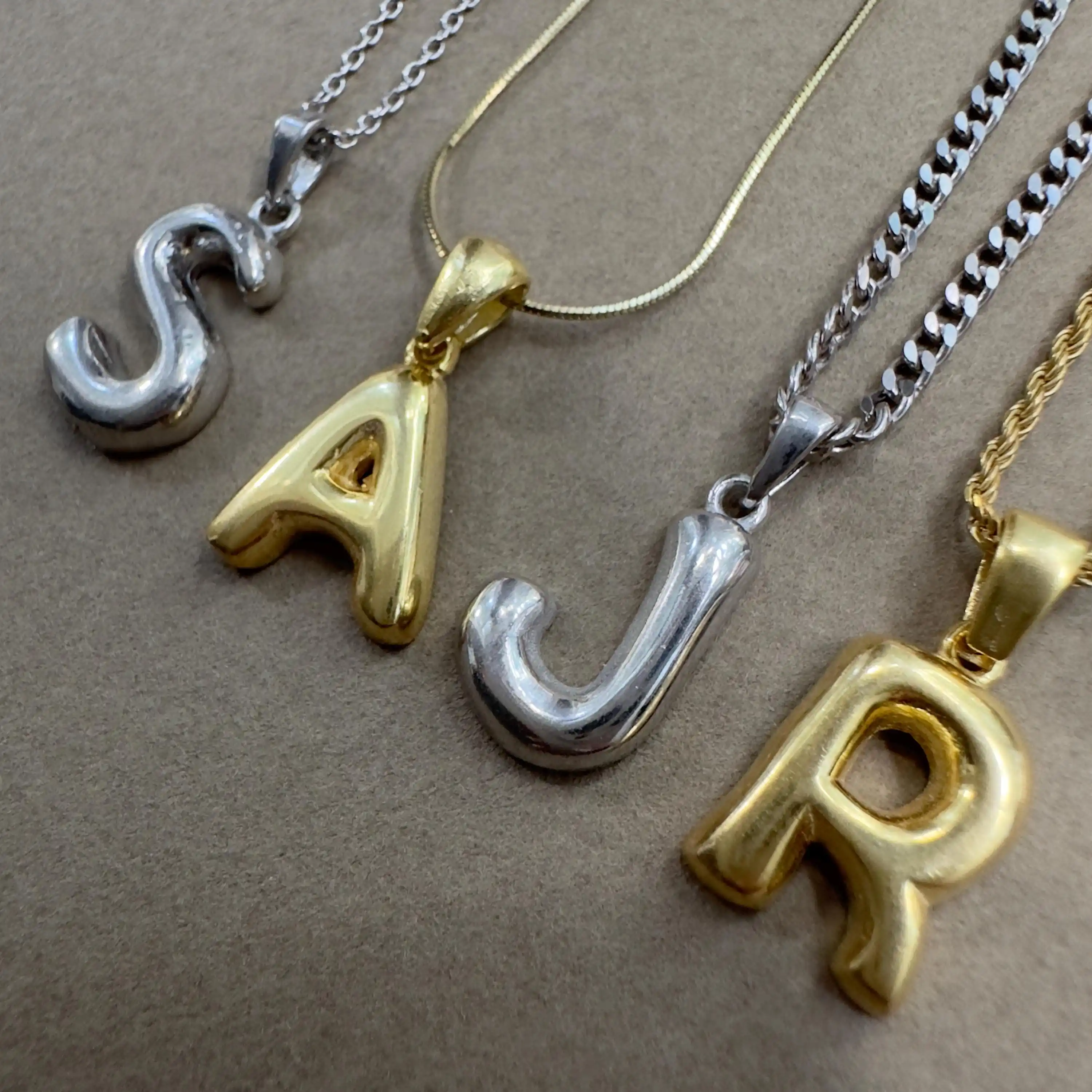 Bubble Initial Necklace Custom Puff Letter Necklace Stainless steel Balloon Letter Monogram Necklace Christmas Gift for Her