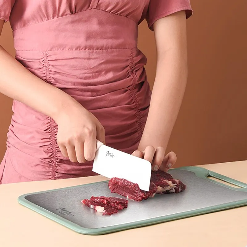 304 Stainless Steel Cutting Board Double-Sided Chopping Board Kitchen Fruit Cutting Board Kitchen Rolling Chopping Board