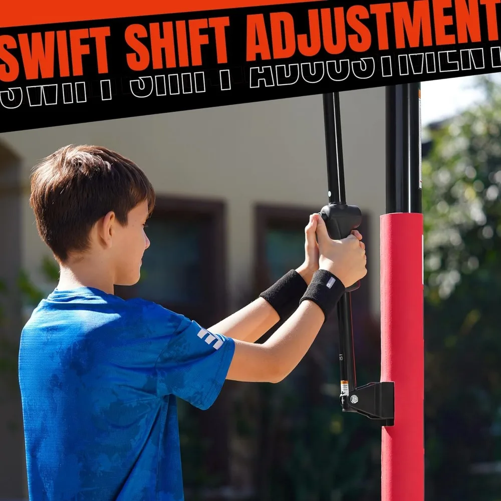 Adjustable Basketball Goals System 4.7-10ft with 44-48 Inch Angle-Adjustable Backboard for Kids and Adults