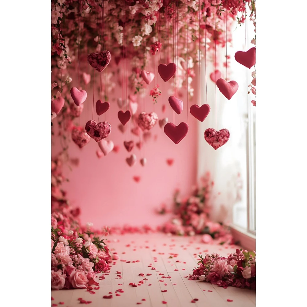14 فبراير عيد الحب خلفية الزهور الحب القلب بالونات الحلو زوجين صورة الزفاف التصوير خلفية استوديو الصور