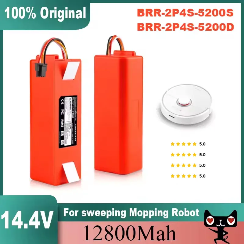 Original Replacement Battery BRR-2P4S-5200D for XIAOMI 1S 1ST Roborock SDJQR01RR Sweeping Mopping Robot Vacuum Cleaner 6500mAh