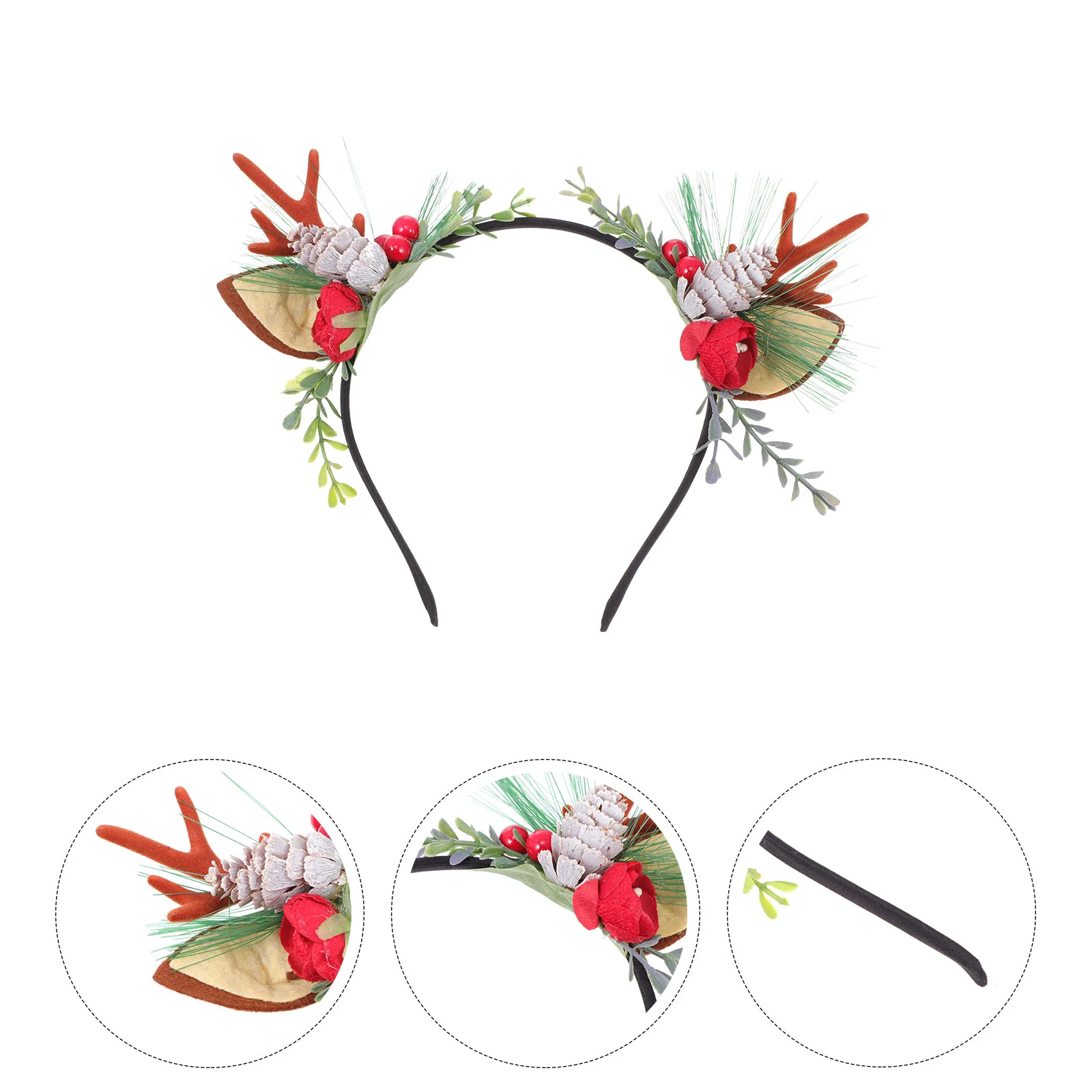 

Elk Headband Child Hair Bands Christmas Flower Headwear Fabric Lovely Deer Hoop Party Ornament