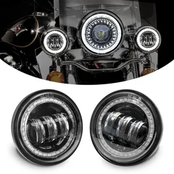 4 5inch fog light motorcycle led Chrome Black 1 Pair 4.5“ 4 1/2 inch LED Fog Passing Auxiliary light For Touring Electra Glide