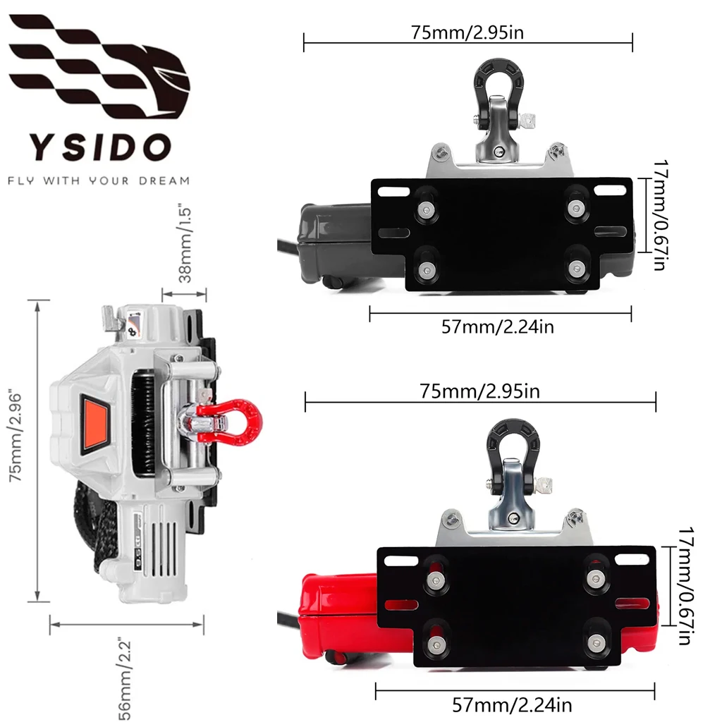 

1:10 RC Car Winch Remote Control Simulation Pull Toy Model Winch for 1/10 RC Crawler Car Axial SCX10 90046 TRX4 TRX6 Gen8 Redcat