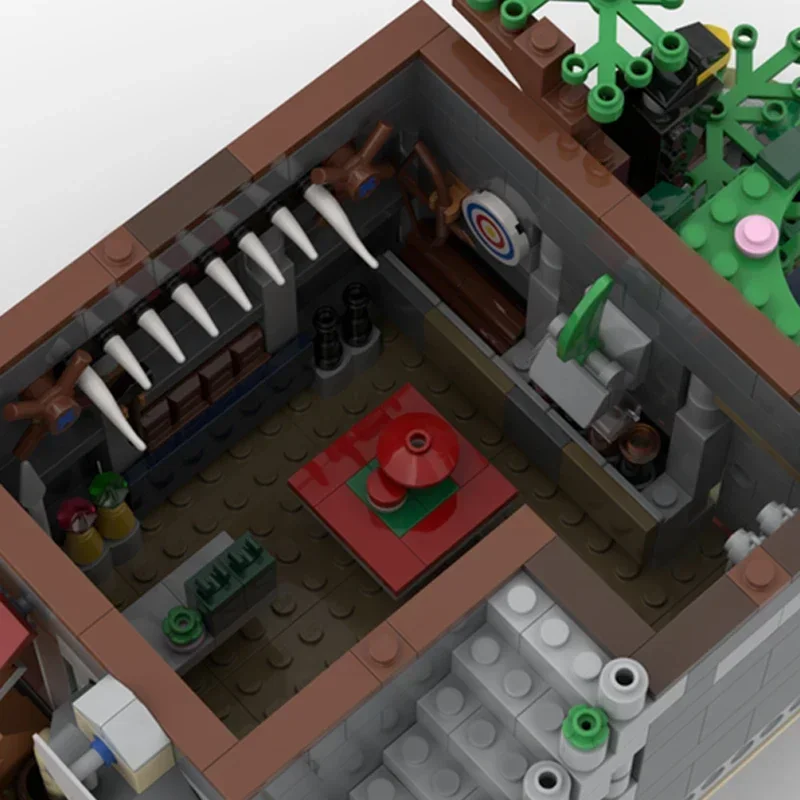 Bloques de construcción de vista de calle Medieval, modelo Moc, bloques modulares, tecnología de casa comercial, regalos de Navidad, juegos de bricolaje, ensamblaje