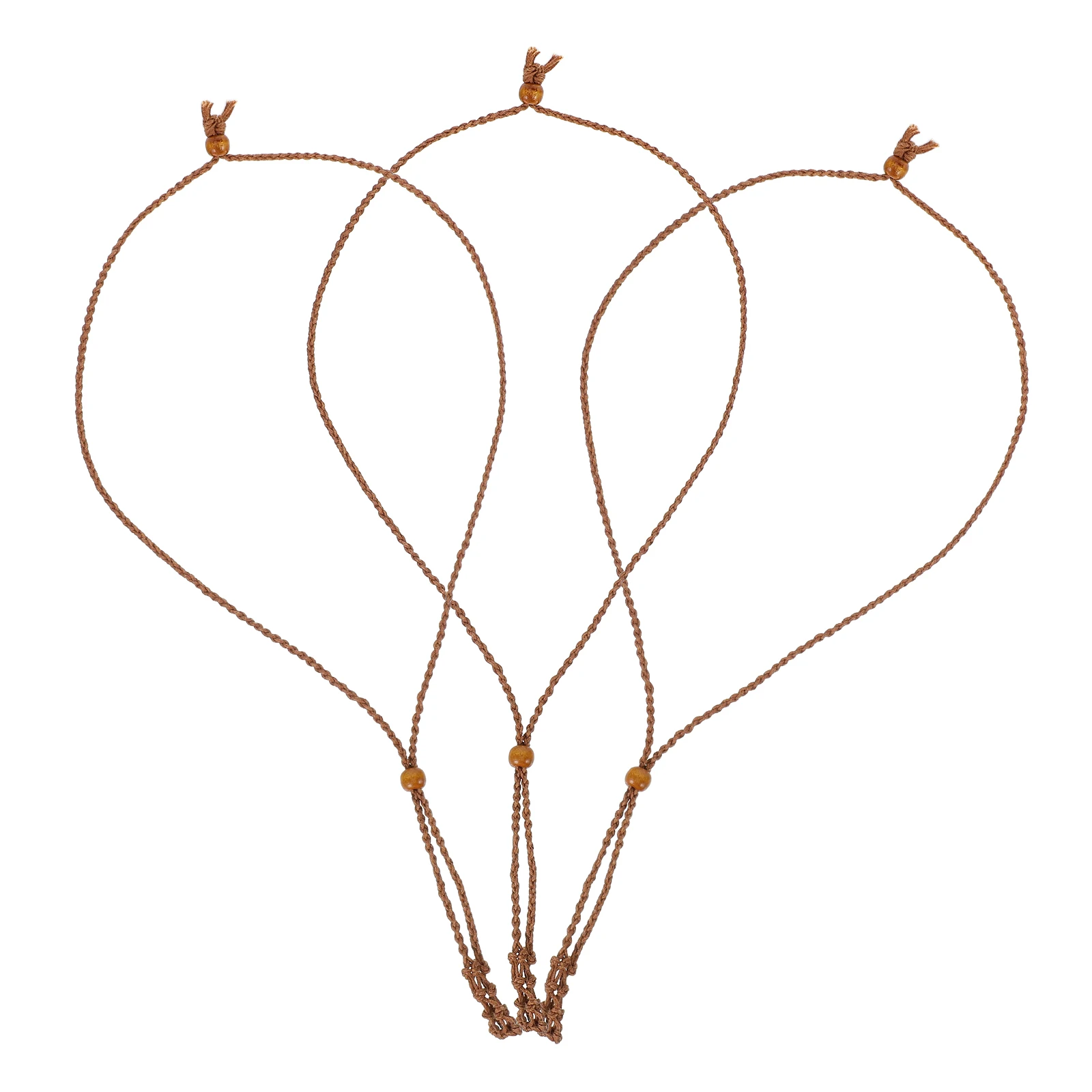 

3 Pcs Hand-woven Necklace Crystal Stone Adjustable Empty Holder Cord for Stones Gem