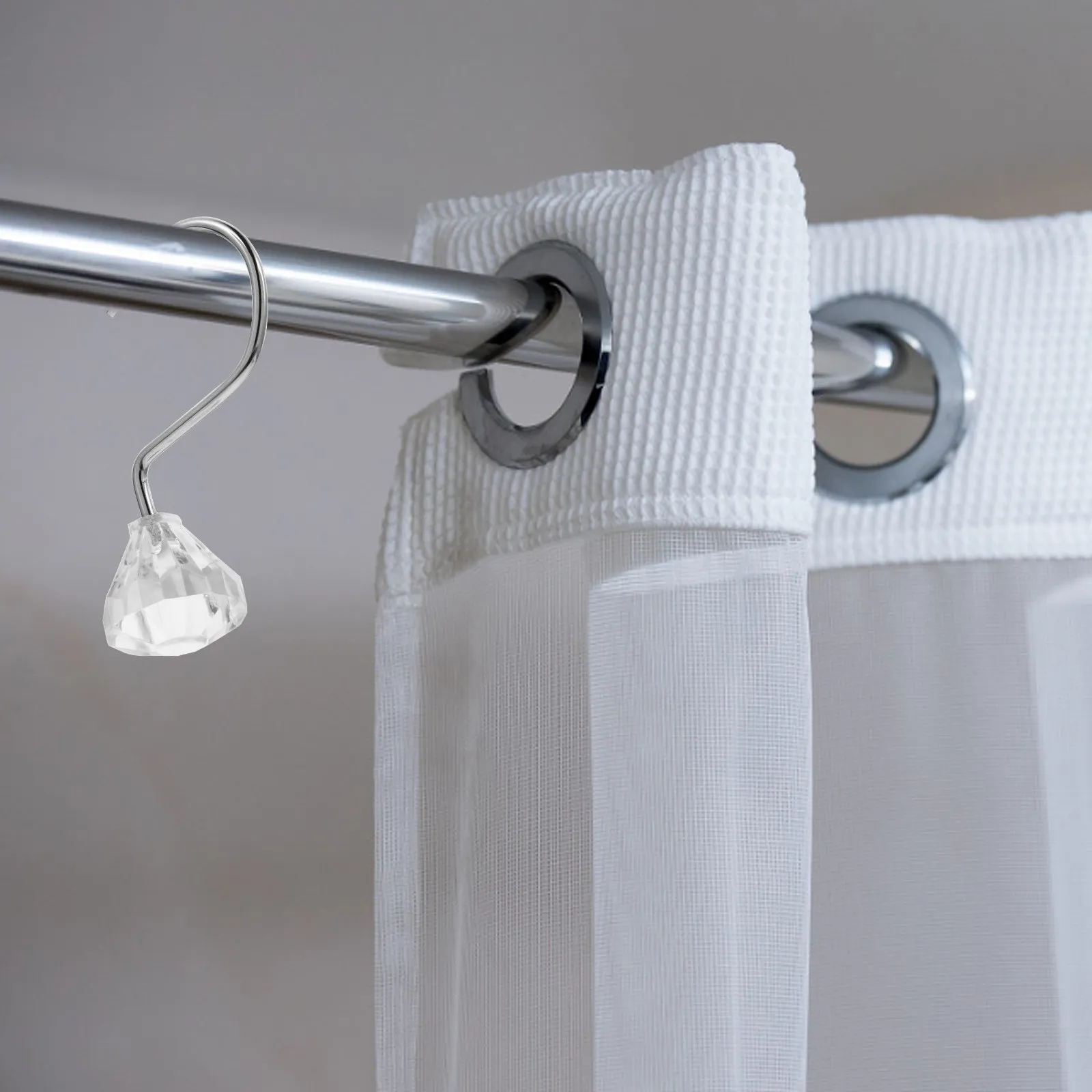 12Pcs Crystal Shower Curtain Hooks Pineapple Design Premium Iron Acrylic Heavy Duty Load Bearing Easy Install Home Decorative
