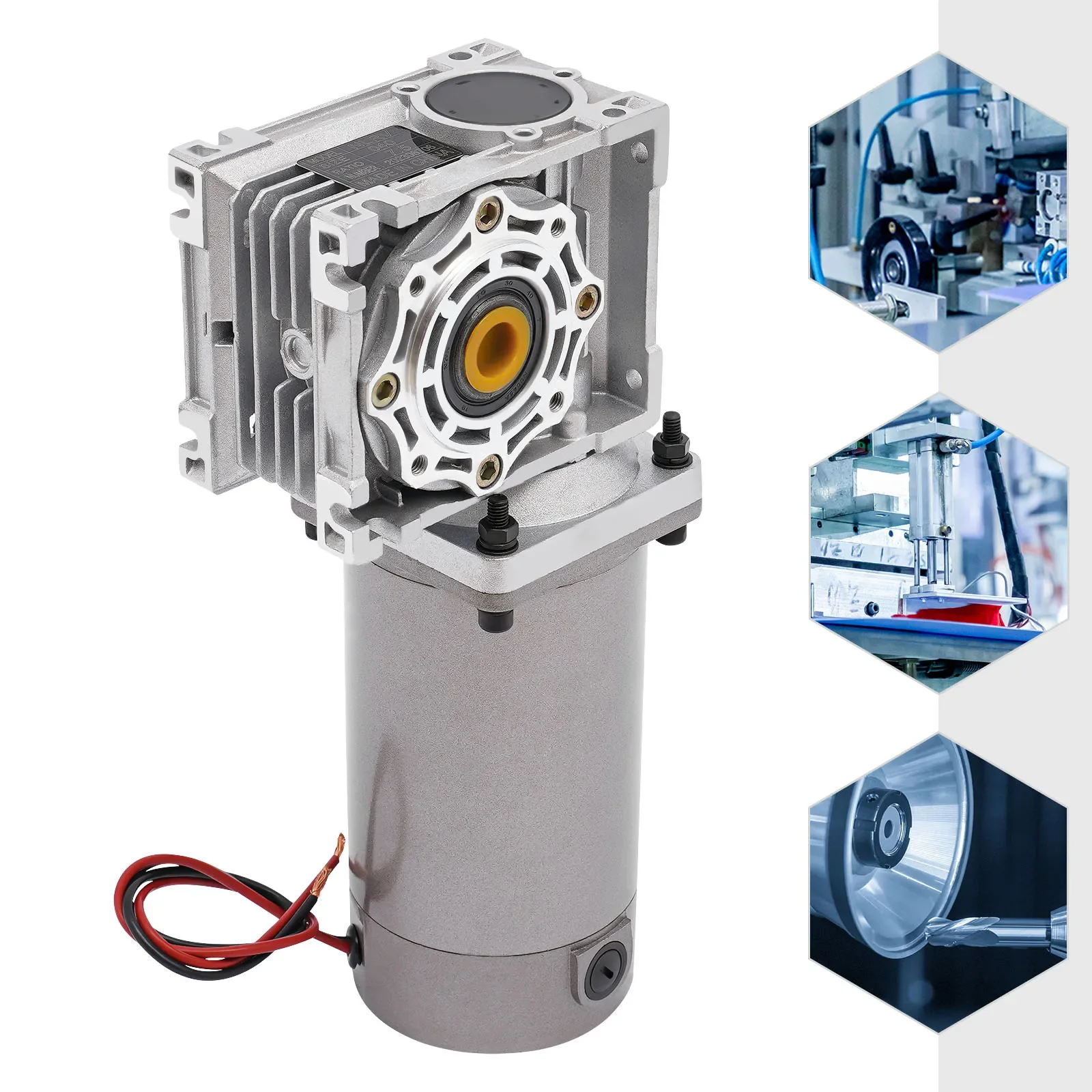 300W DC 24V Worm Gear Speed Reducer Gearbox Electric NLRV Gear Motor with self-Locking Speed Adjustable DC Motor 1800RPM