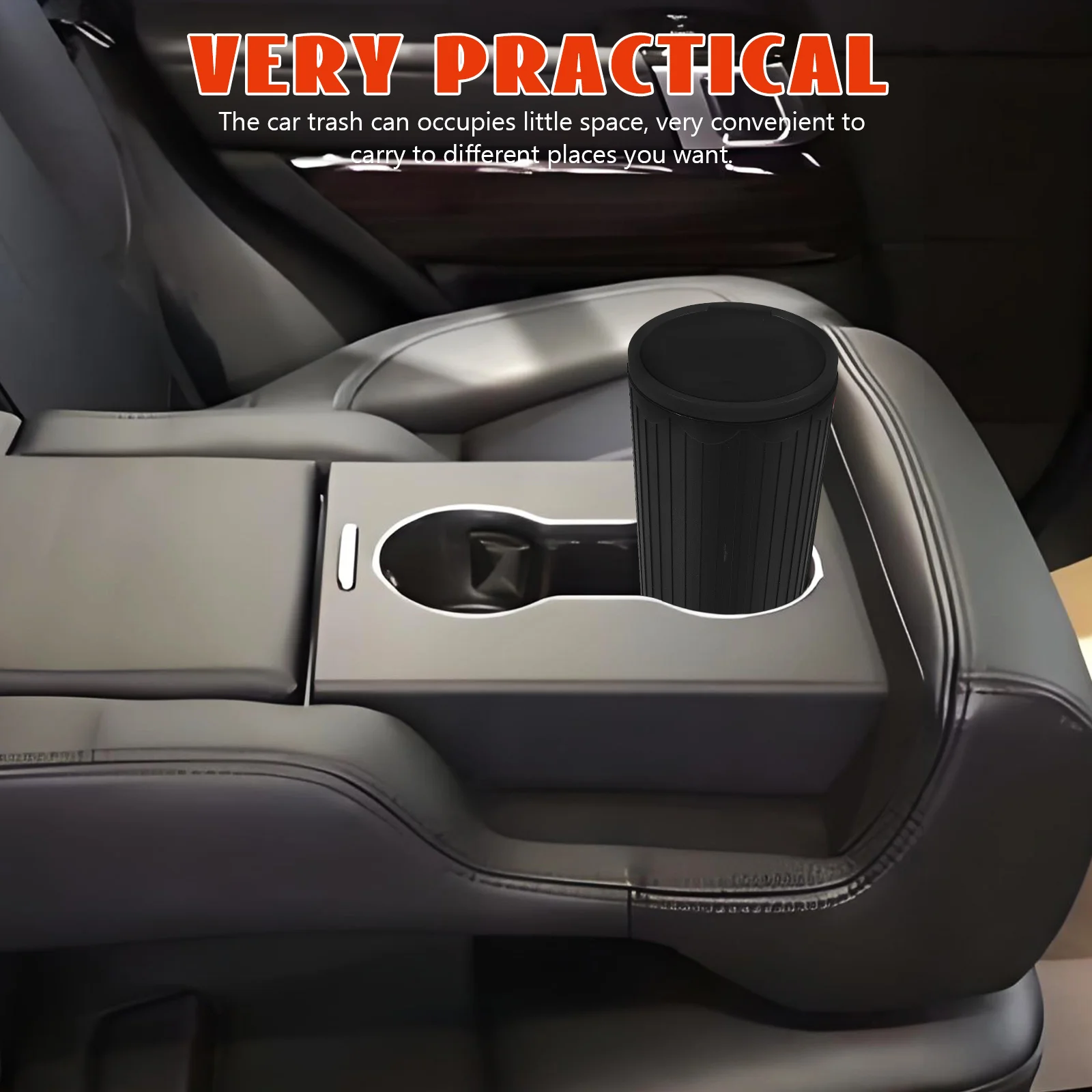 

Trash Can Black Mini Garbage Can for Car Dry Wet Separated Waterproof Storage Cup Holder Accessories Car Interior Products