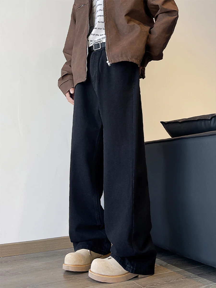 

Bla Straight Leg Jeans Men's Loose Wide Leg Long Pants Autumn Winter Casual Bla Denim Jeans Low Waist Faion Urban Sle