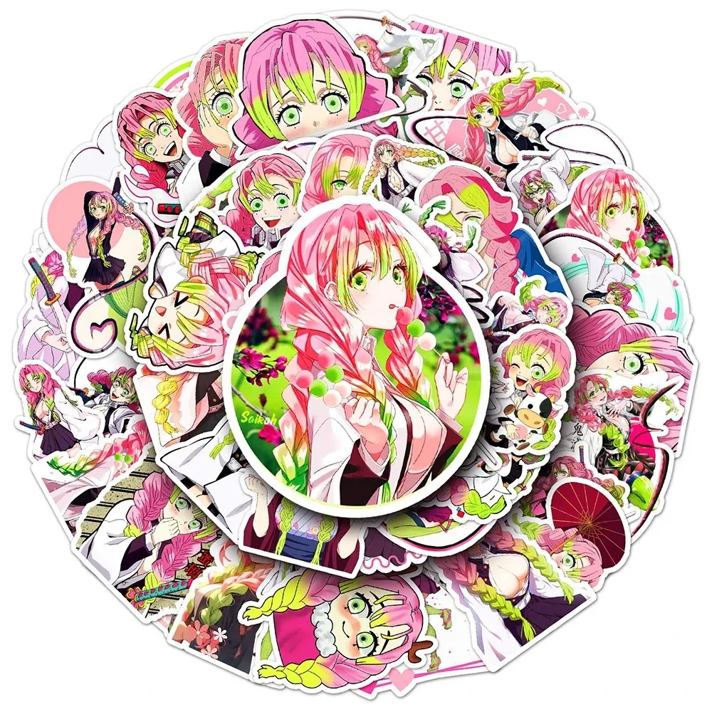 10/30/50pcs Kawaii Kanroji Mitsuri Anime Stickers Demon Slayer Sticker Aesthetics Scrapbooking Cup Laptop Suitcase Girls Decals